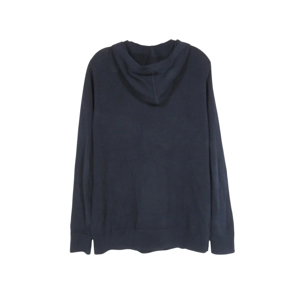 J. CREW Men's NAVY BLUE Pockets HOOK & EYE Hooded SAILING Knit Sweater Sz M